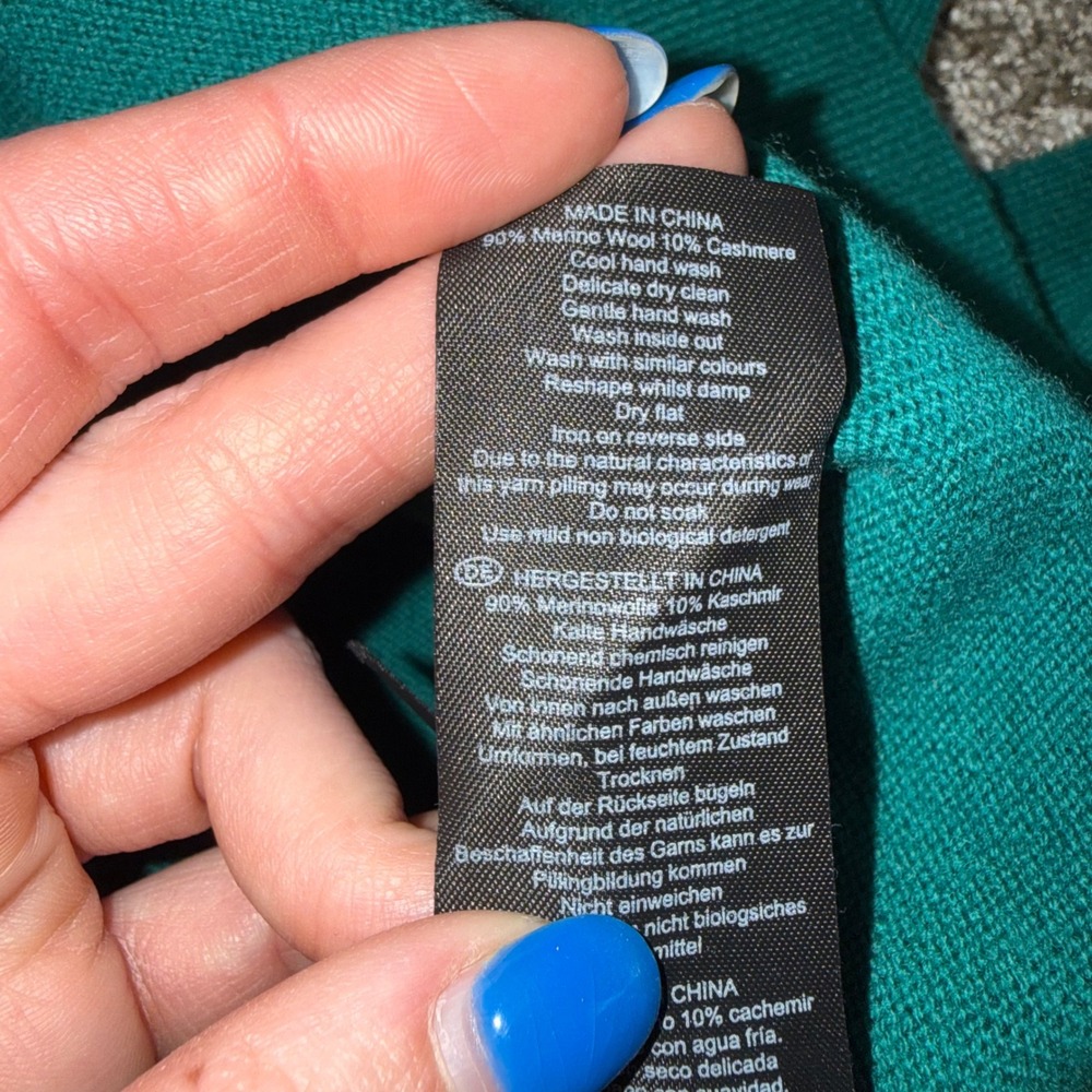 Hobbs London Teal Green Merino Wool Cashmere Blend Cowl‎ Neck Sweater Size S - Picture 4 of 5